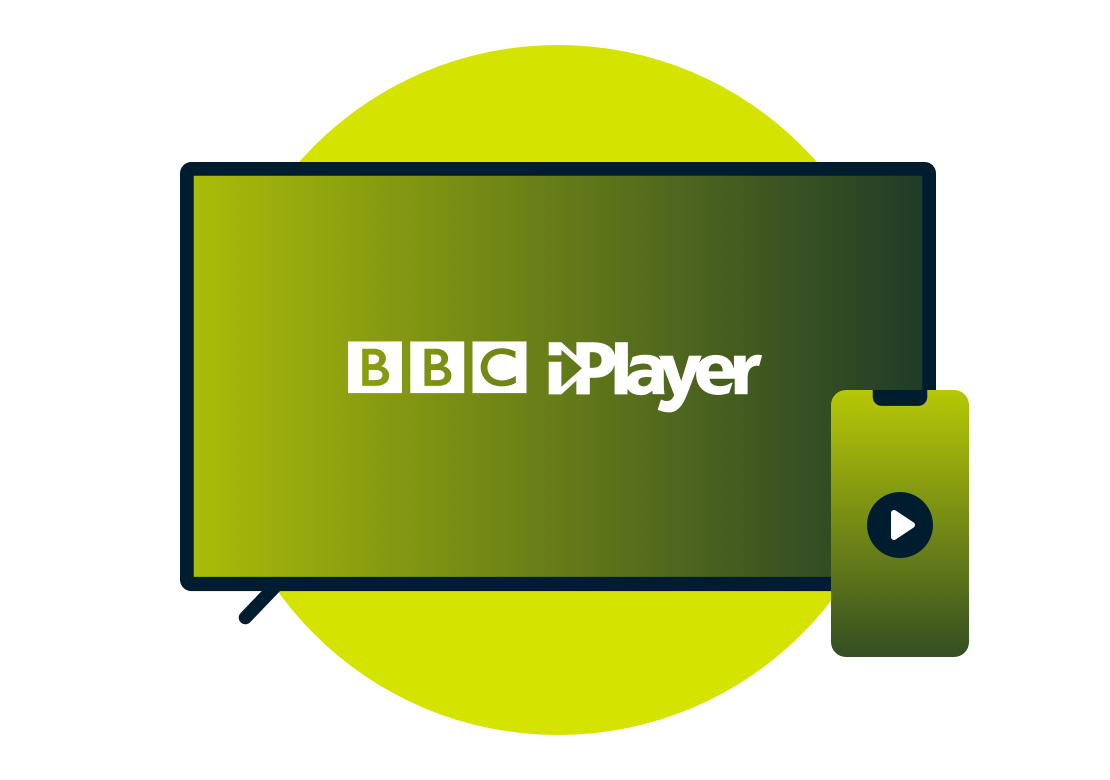 Um laptop e um telefone com o logotipo da BBC iPlayer.